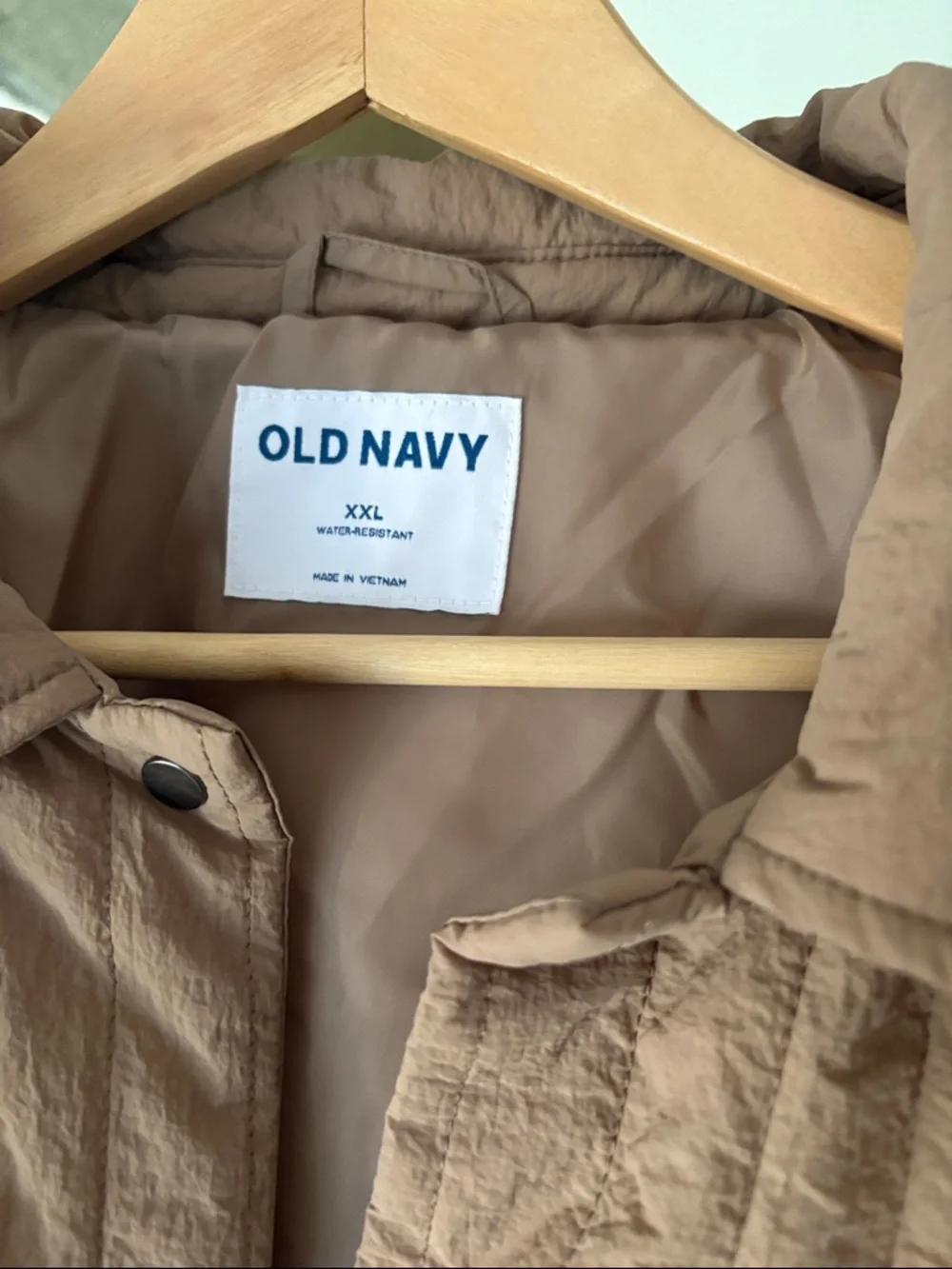 NWT Old Navy Quilted Oversized Lightweight Brown Jacket Water Resistant - Picture 4 of 8